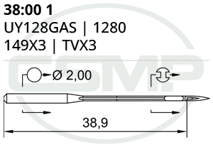 Category Image for 38:00 UY128GAS Schmetz Needles