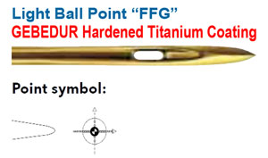 Category Image for Groz Beckert 134 FFG/SES GEBEDUR (Gold Titanium Coating) - Light Ball Point Needles