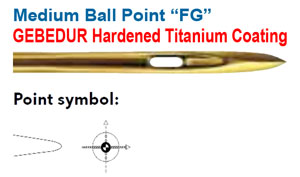 Category Image for Groz Beckert 134 FG/SUK GEBEDUR (Gold Titanium Coating) - Medium Ball Point Needles