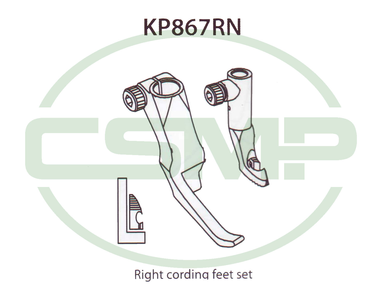 KP867RN RIGHT CORDING FOOT SET ADLER 867 INCLUDES INNER AND OUTER FOOT
