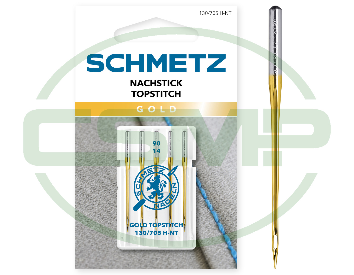 SCHMETZ GOLD TOPSTITCH SIZE 90 PACK OF 5 CARDED