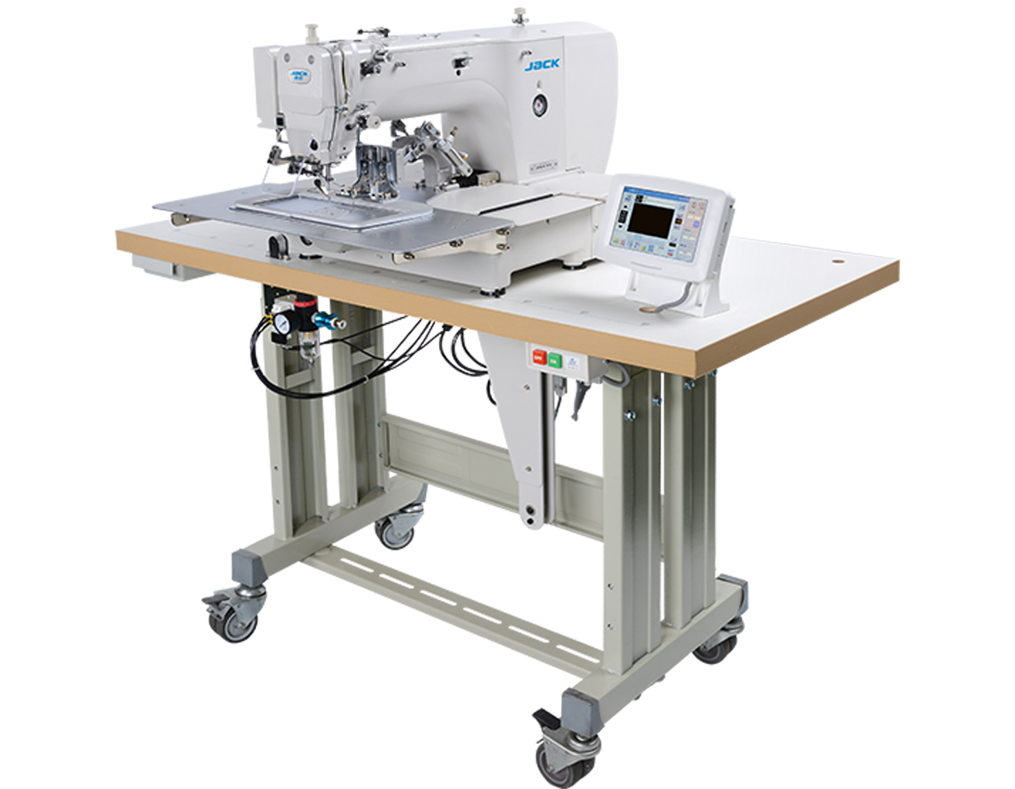 JACK JK-T2210-F1-D FLIP OVER CLAMP  220MM X 100MM PROGRAMABLE PATTERN SEWING MACHINE COMPLETE