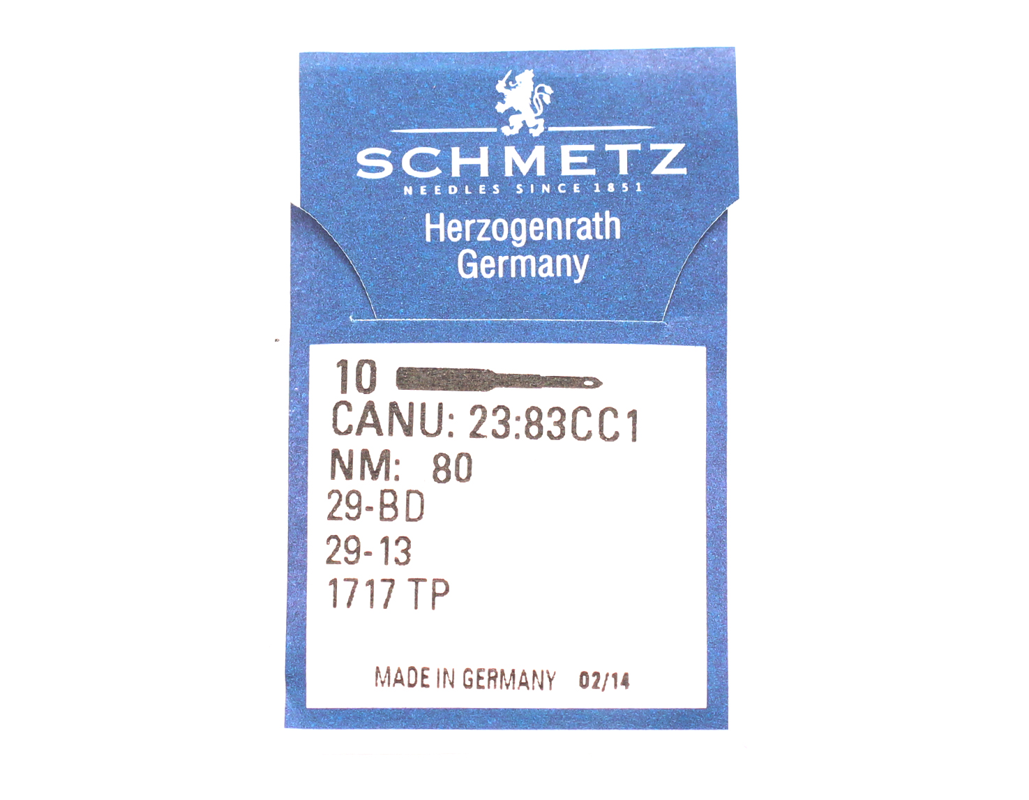 29-12 SIZE 80 PACK OF 10 NEEDLES SCHMETZ