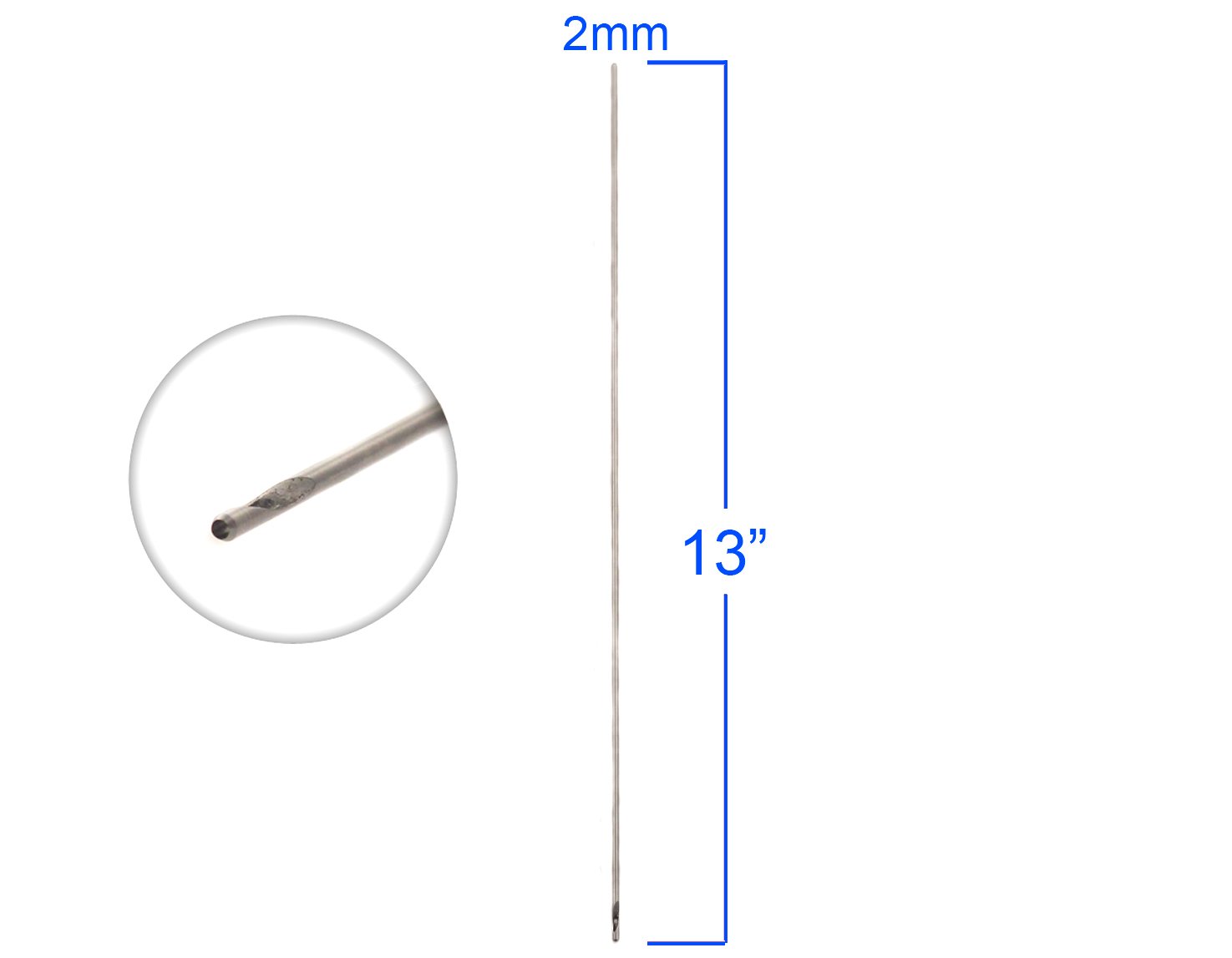 2MM HOLLOW SPIRAL CLOTH DRILL 13"