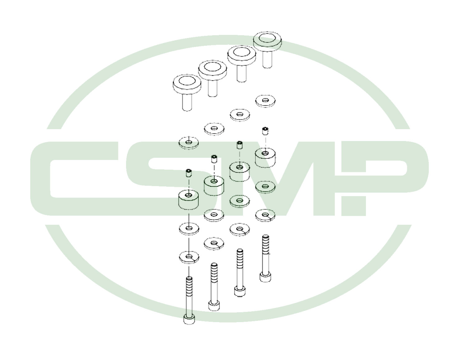 700-00265 SET OF FOUR BOLTS COMPLETE ASSY JUKI MO6800 GENUINE