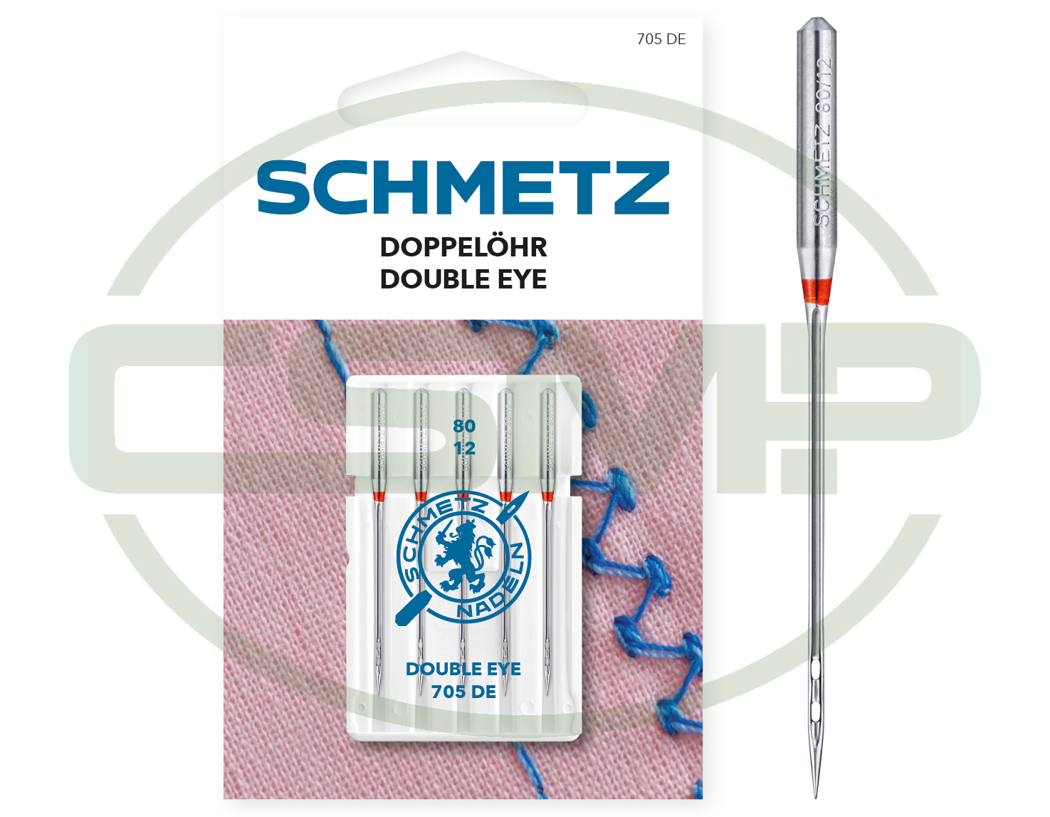 SCHMETZ DOUBLE EYE SIZE 80 PACK OF 5 CARDED