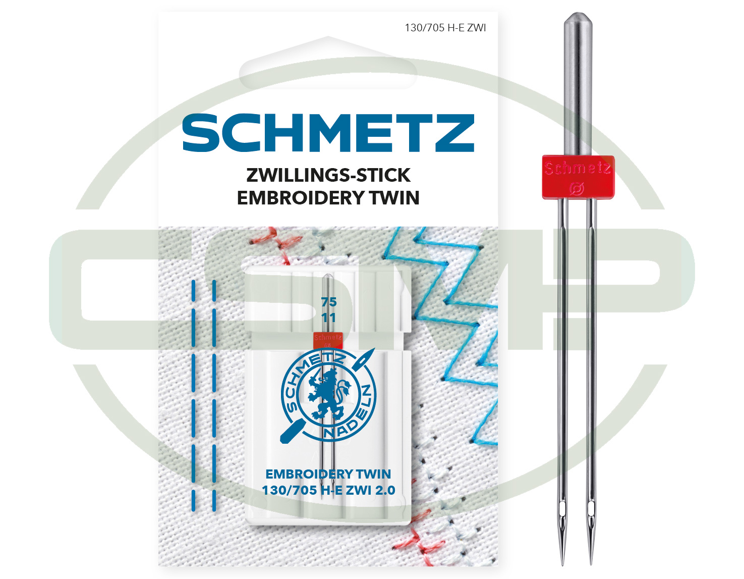 SCHMETZ TWIN EMBROIDERY 2MM SIZE 75 PACK OF 1 CARDED