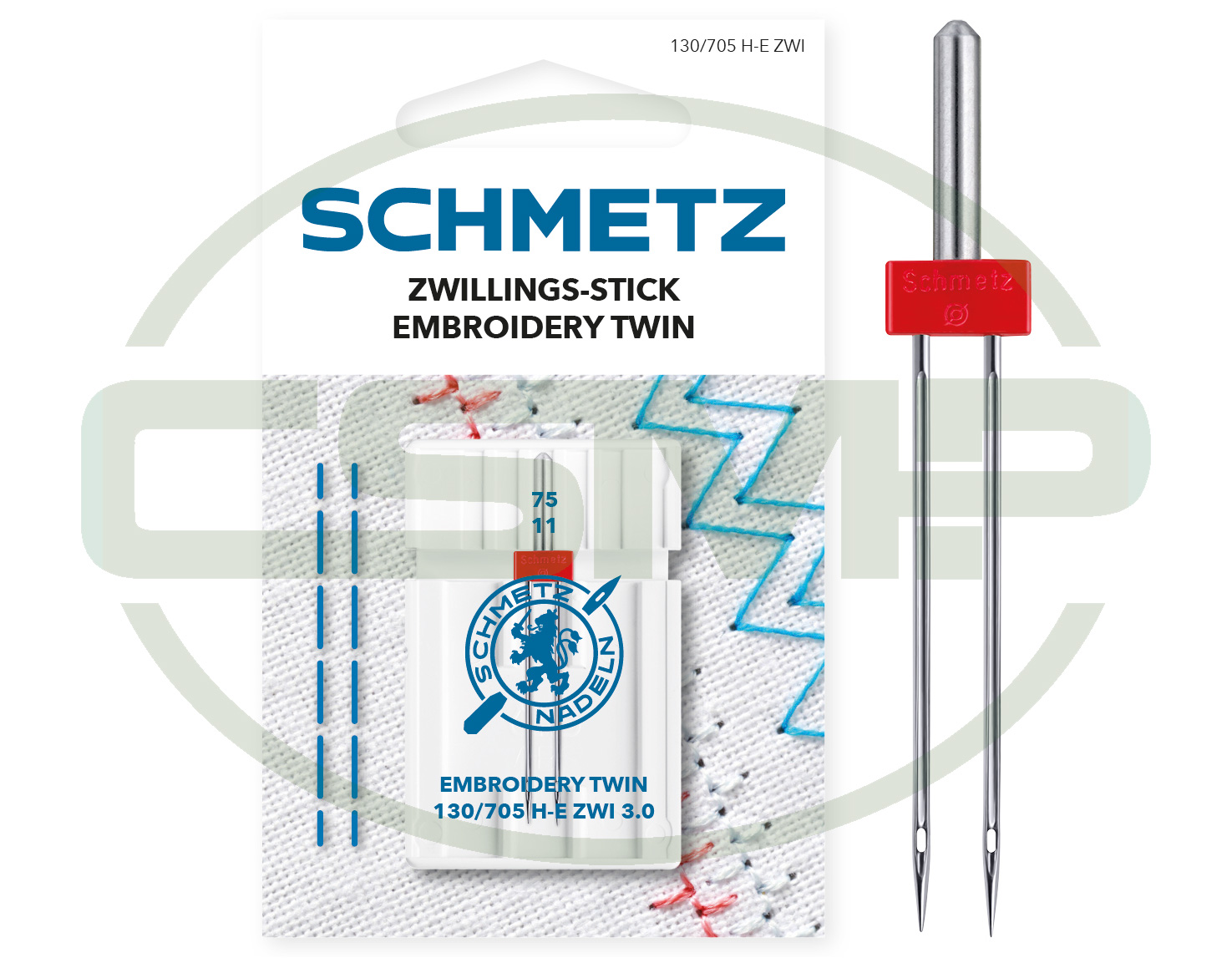 SCHMETZ TWIN EMBROIDERY 3MM SIZE 75 PACK OF 1 CARDED