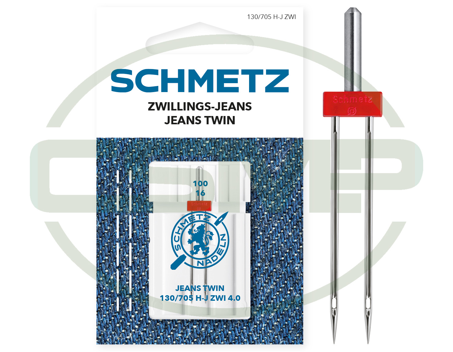 SCHMETZ TWIN JEANS 4MM SIZE 100 PACK OF 1 CARDED