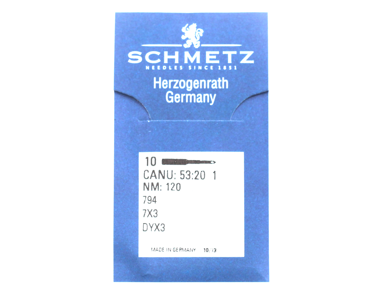 7X3 SIZE 120 PACK OF 10 NEEDLES SCHMETZ