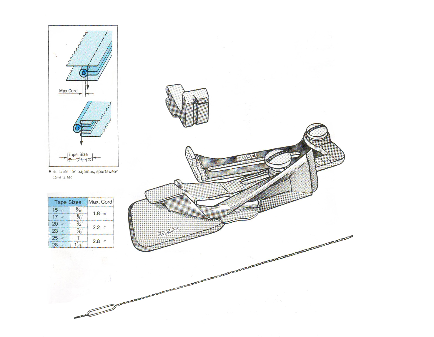 A46AX17MM CORD EDGE PIPING ATTACHMENT SUISEI