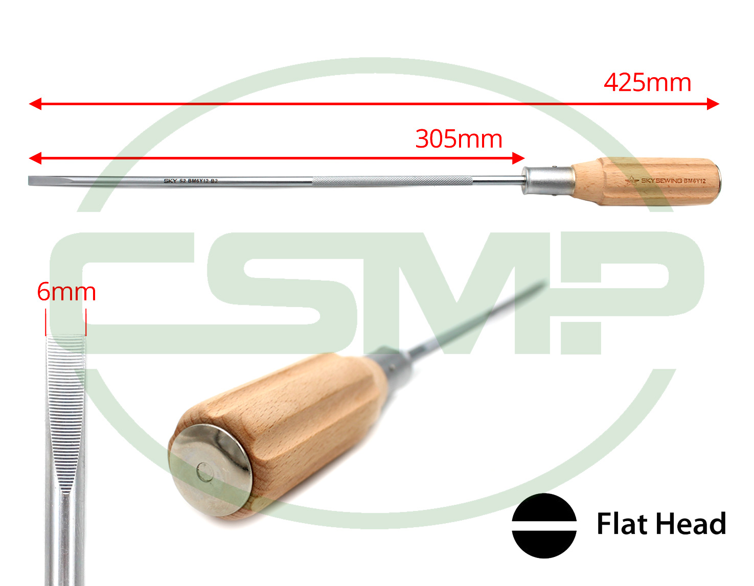 BM6Y12 12" WOODED HANDLE SCREW DRIVER WITH 6MM TIP