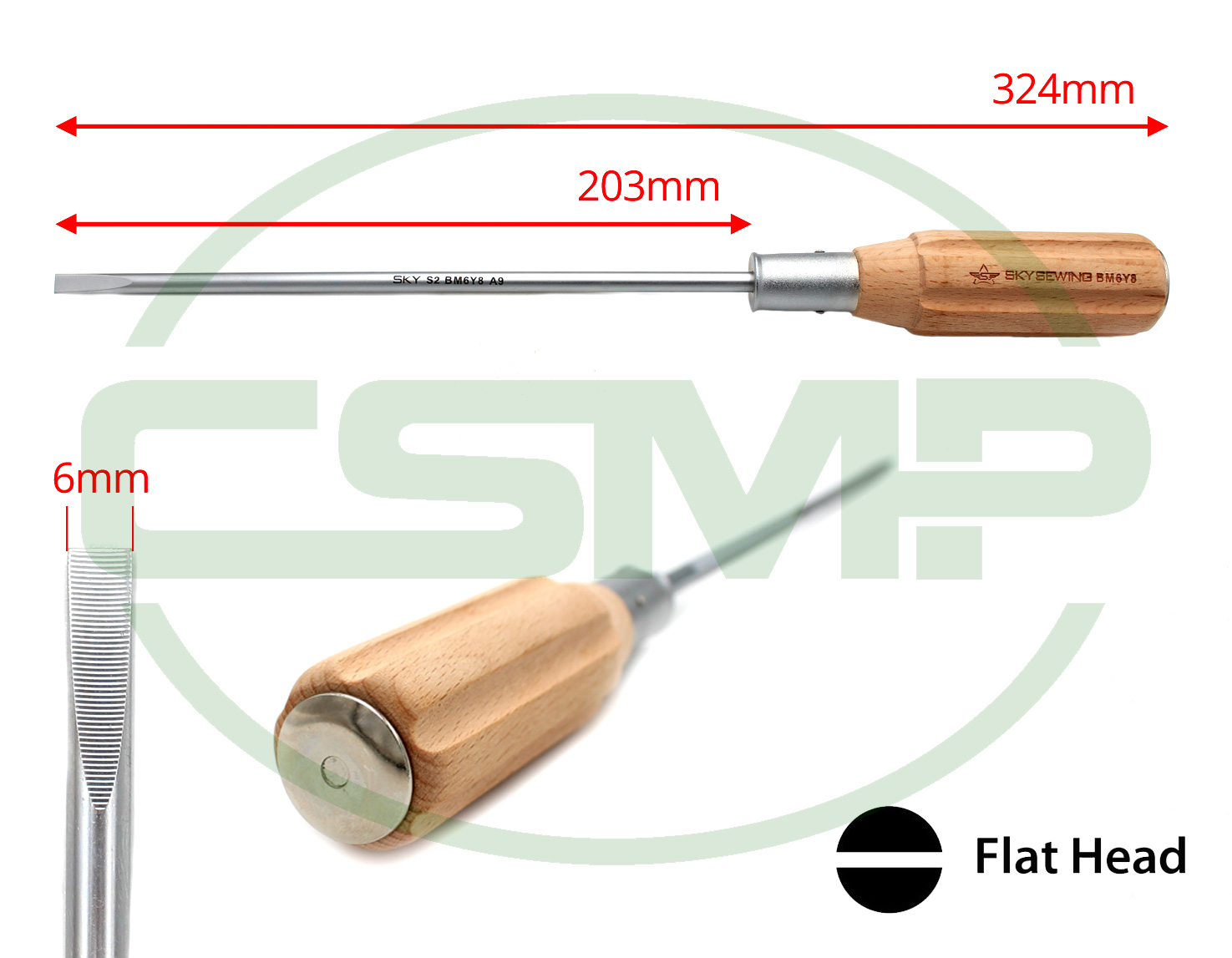 BM6Y8 8" WOODED HANDLE SCREW DRIVER WITH 6MM TIP