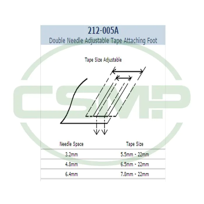 212-005AX1/4=6.4MM TAPE ATTACHING FOOT SINGER 112W
