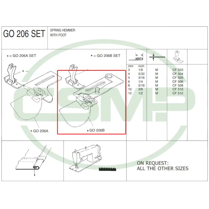 G0206BX5mm ADJ. SPRING HEMMER MEDIUM