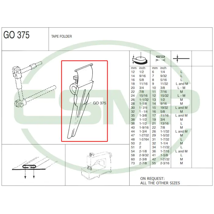G0375 X 20mm TO 10mm TAPE FOLDER - MEDIUM