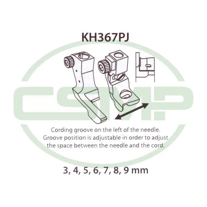 KH367PJX5MM ADJ PIPING FOOT SET LEFT 5MM ADLER 467 INCLUDES INNER AND OUTER FOOT KH367PJX5MM ADJ PIPING FOOT SET LEFT 5MM ADLER 467 INCLUDES INNER AND OUTER FOOT
