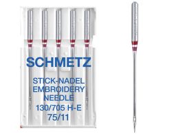 SCHMETZ EMBROIDERY SIZE 75 PACK OF 5 NEEDLES