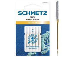 SCHMETZ GOLD EMBROIDERY SIZE 75 PACK OF 5 CARDED