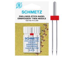 SCHMETZ TWIN EMBROIDERY 3MM SIZE 75 PACK OF 1 CARDED