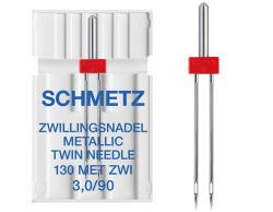 SCHMETZ TWIN METALLIC 3MM SIZE 90 PACK OF 1 CARDED