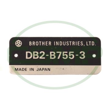143203-0-01 MODEL PLATE BROTHER B755-3 **DISCONTINUED**