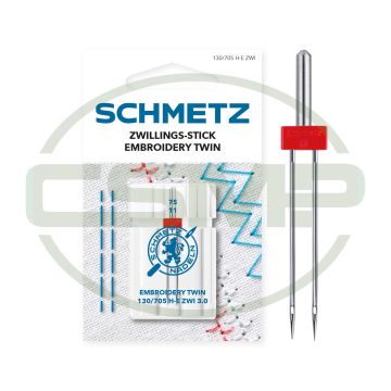 SCHMETZ TWIN EMBROIDERY 3MM SIZE 75 PACK OF 1 CARDED SCHMETZ TWIN EMBROIDERY 3MM SIZE 75 PACK OF 1 CARDED