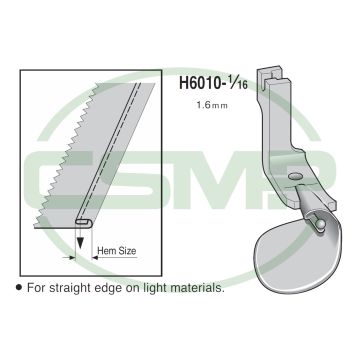 H6010X1/16 = 1.6MM BALL HEMMER FOOT SUISEI