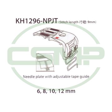 KH1296NPJTX10MM NEEDLE PLATE WITH TAPE GUIDE PFAFF 1296