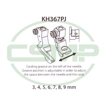 KH367PJX4MM ADJ PIPING FOOT SET LEFT 4MM ADLER 467  INCLUDES INNER AND OUTER FOOT