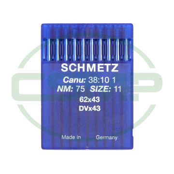 62X43 SIZE 75 PACK OF 10 NEEDLES SCHMETZ 62X43 SIZE 75 PACK OF 10 NEEDLES SCHMETZ