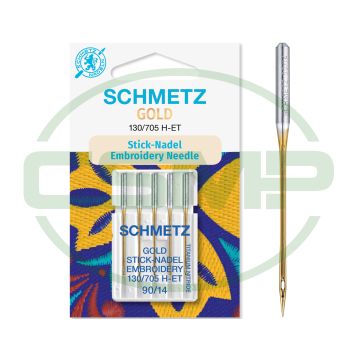SCHMETZ GOLD EMBROIDERY SIZE 90 PACK OF 5 CARDED