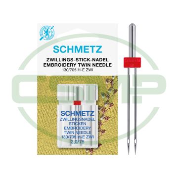 SCHMETZ TWIN EMBROIDERY 2MM SIZE 75 PACK OF 1 CARDED