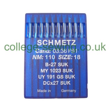 B27SUK SIZE 110 PACK OF 10 NEEDLES SCHMETZ