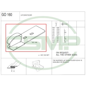 G0160 4.8mm LAP SEAM FOLDER - LIGHT G0160 4.8mm LAP SEAM FOLDER - LIGHT