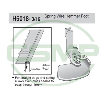 H5018X1/4=490359X1/4 SPRING WIRE HEM FOOT SUISEI