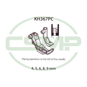 KH367PCX6MM PIPING FOOT SET LEFT 6MM ADLER 467  INCLUDES INNER AND OUTER FOOT