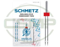 SCHMETZ TWIN EMBROIDERY 2MM SIZE 75 PACK OF 1 CARDED