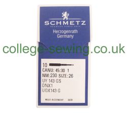 UY143GS SIZE 230 PACK OF 10 NEEDLES SCHMETZ