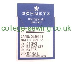 UY154GAS SIZE 110 PACK OF 10 NEEDLES SCHMETZ