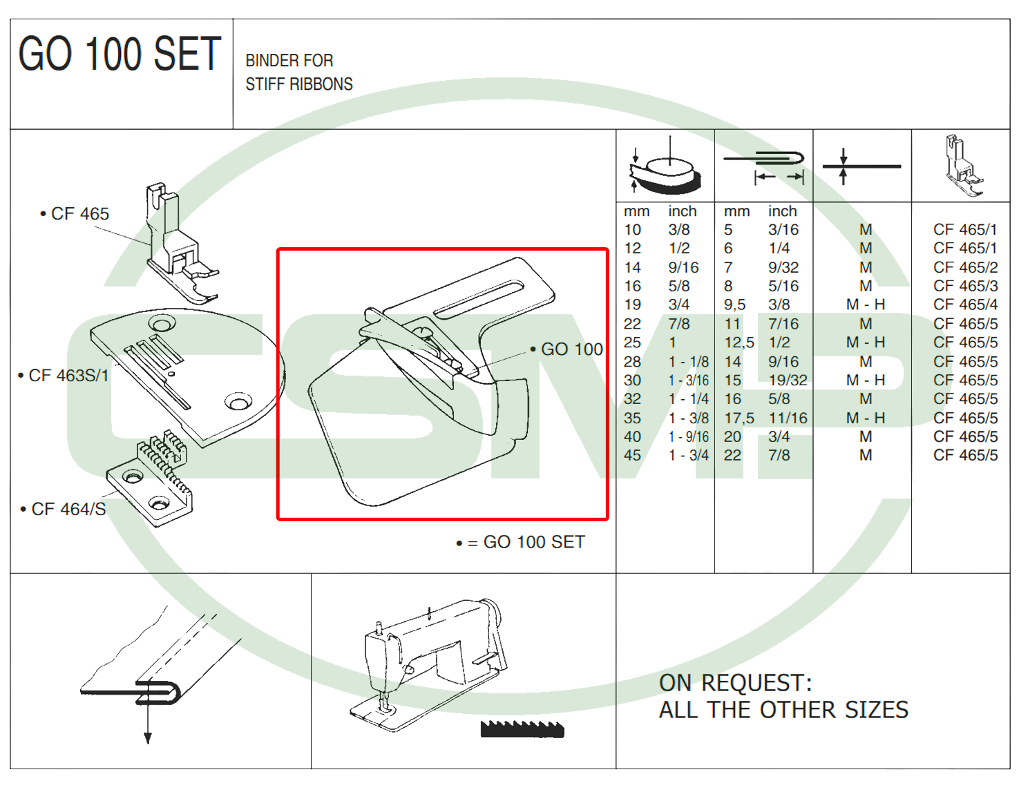 G0100X10mm BINDER FOR STIFF RIBBONS