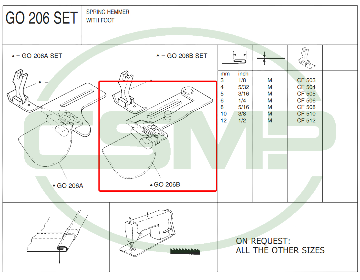G0206BX5mm ADJ. SPRING HEMMER MEDIUM