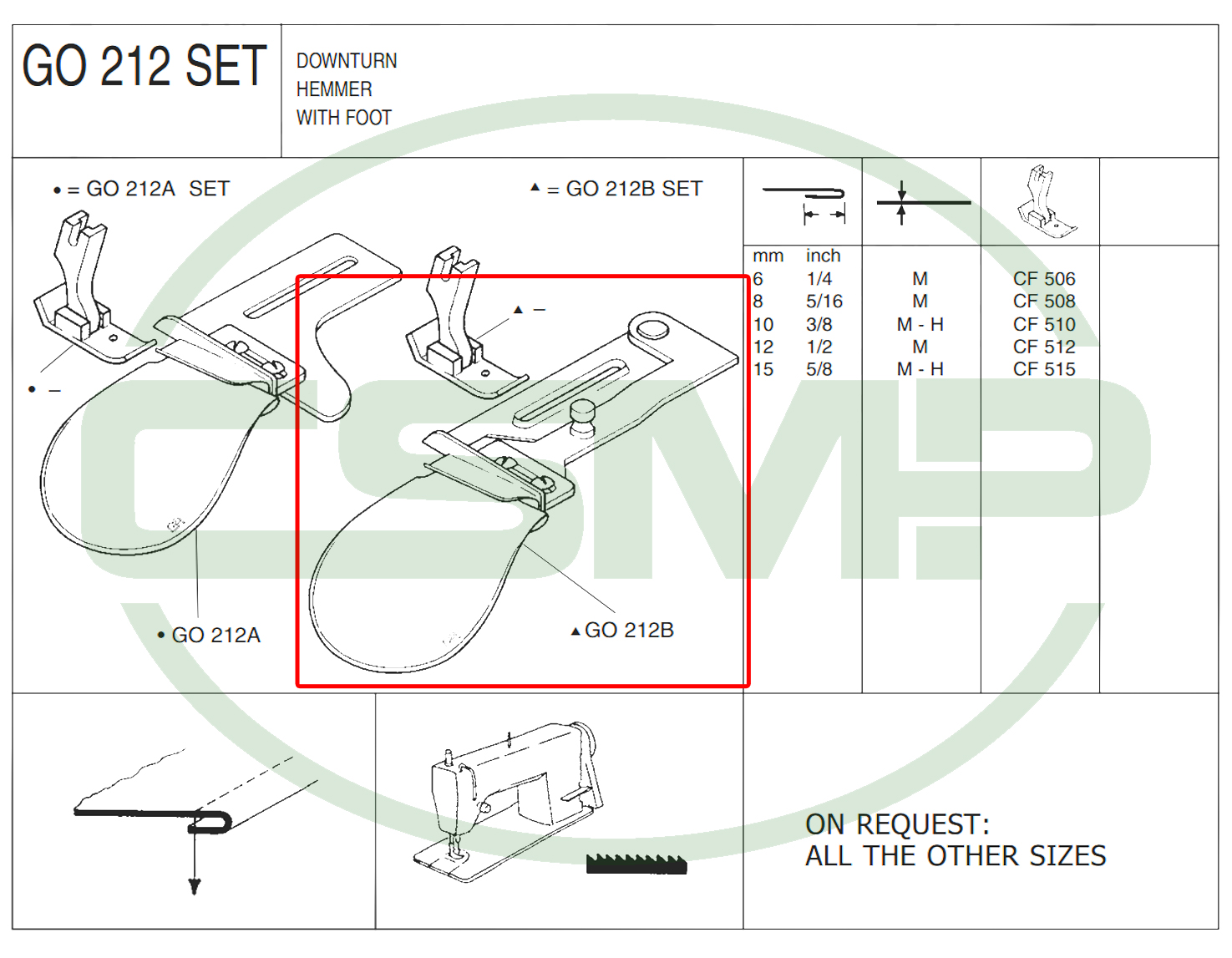 G0212BX6MM SINGLE DOWNTURN HEMMER MEDIUM CF ITALIA