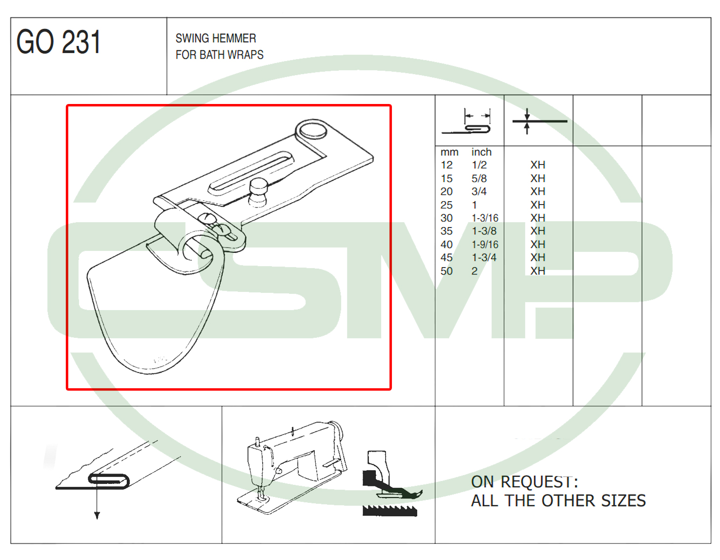 G0231X25MM XH HEMMER - BATH WRAPS