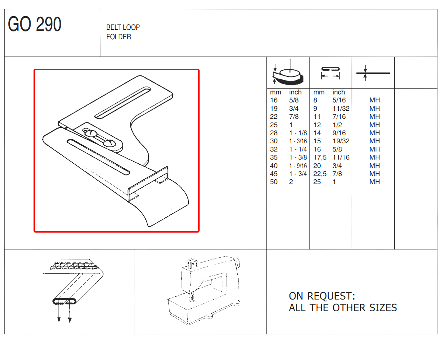 G0290 16mm-8mm BELT LOOP FOLDER MEDIUM/HEAVY