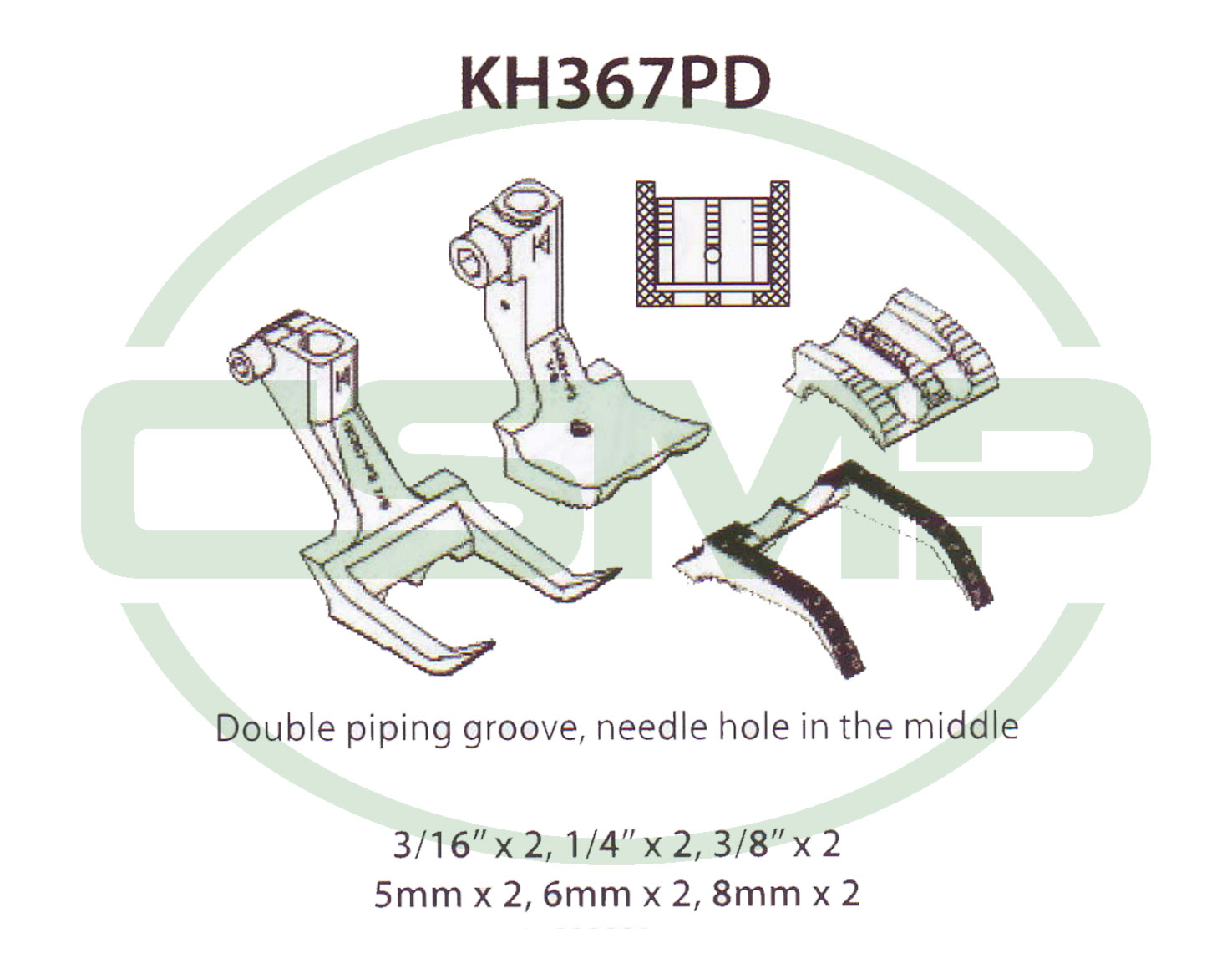 KH367PDX3/8=9.5mm DOUBLE PIPING SET 367 INCLUDES INNER AND OUTER FOOT