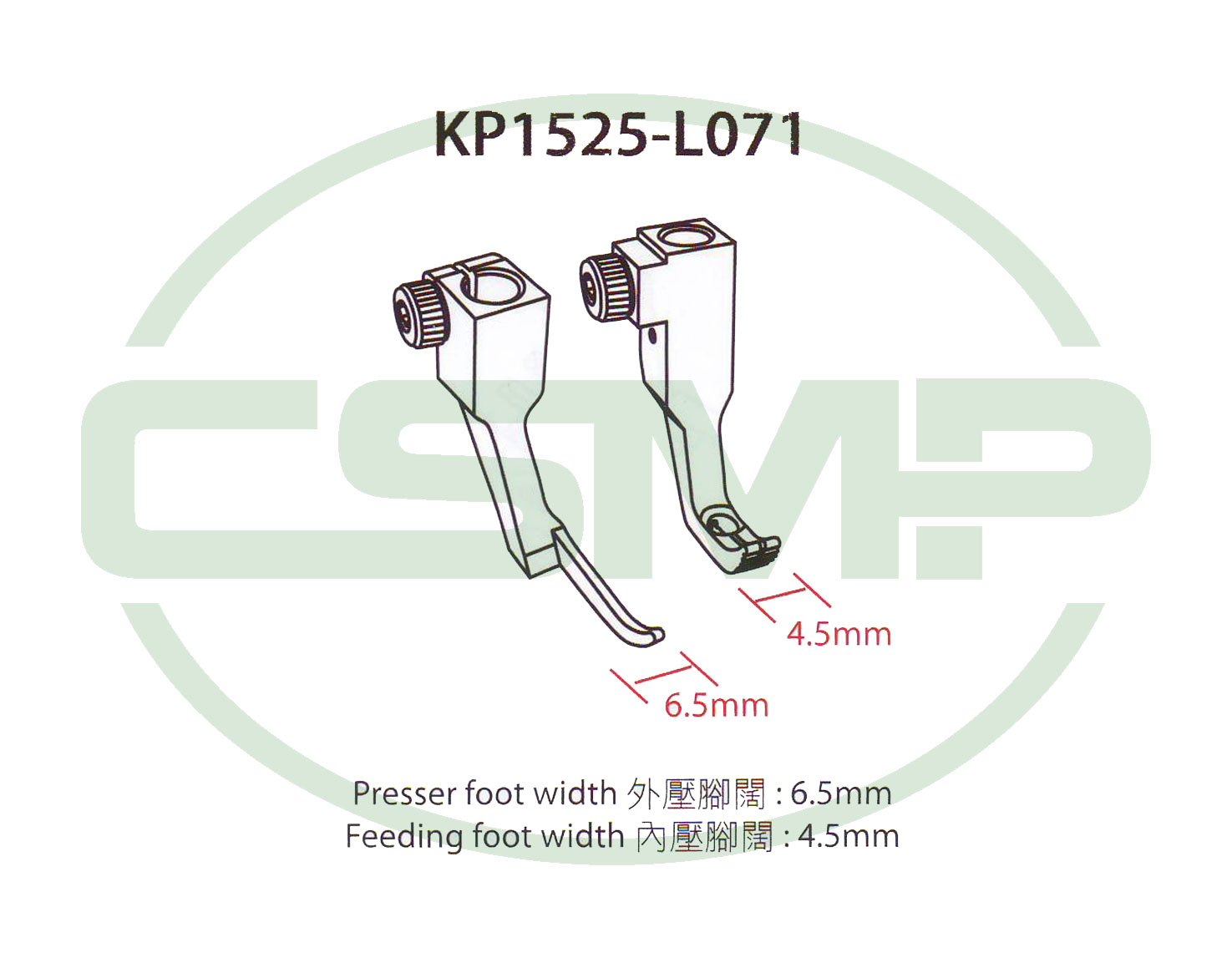 KP1525L071 NARROW CORDING FOOT SET LEFT 1525 INCLUDES INNER AND OUTER FOOT