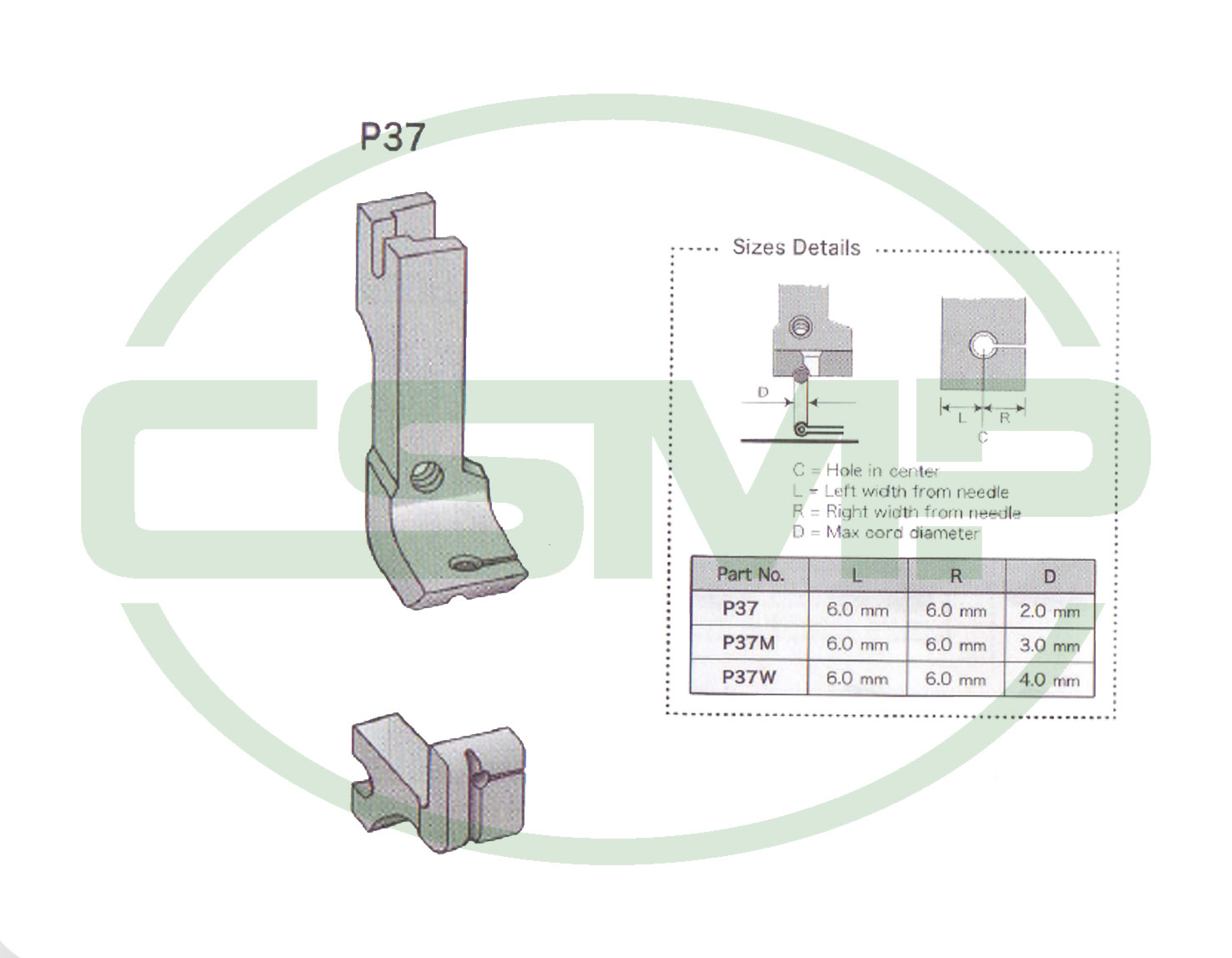 P37 SOLID PIPING FOOT SMALL FOR A20 PIPING FOOT